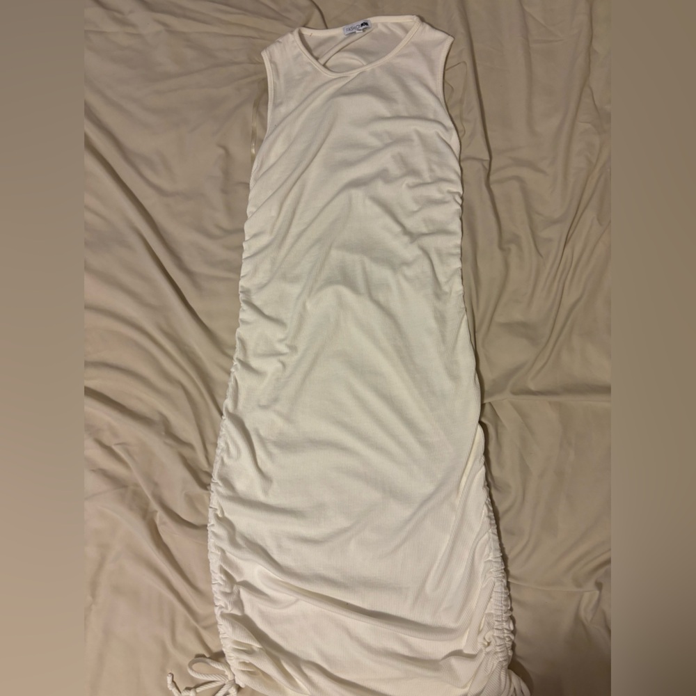 FASHIONNOVA White Ruched Dress